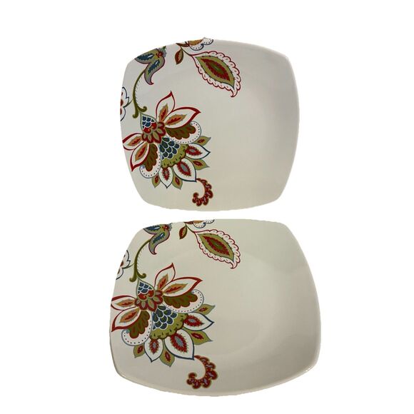 Two 222 Fifth PTS International Salad Plates Jacobean Trail Fine Porcelain China - Picture 1 of 6